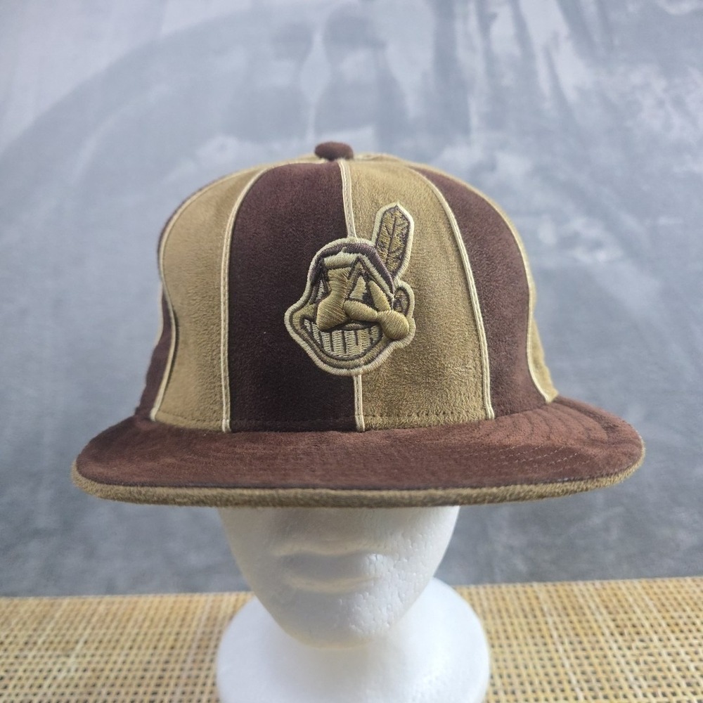New Era 59fifty 7 5/8 Cleveland Indians Chief Wahoo 2 Tone Brown Velvet Y2K 90's